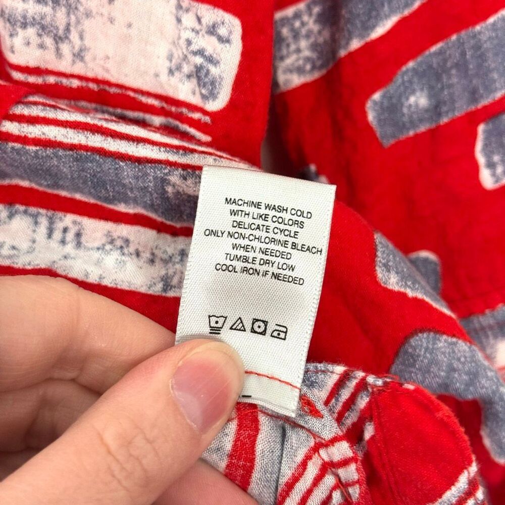 John Mark Red Patterned Button Down Blouse Size Xl - image 6